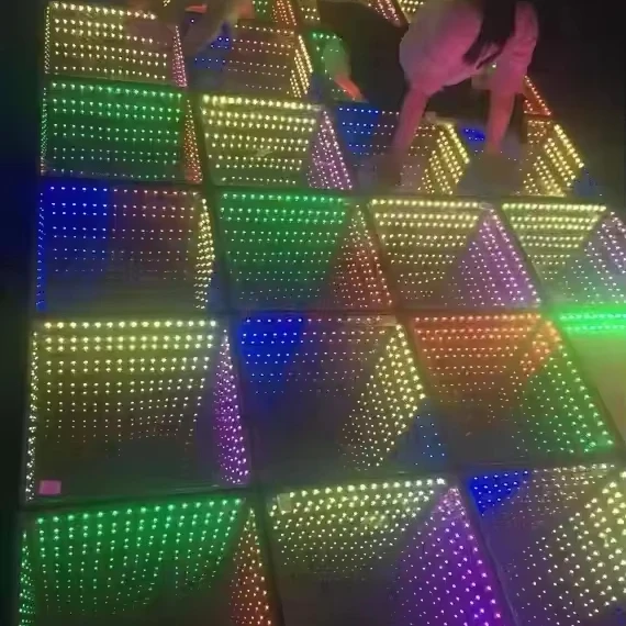 Mingtushow IP65 Waterproof 3D Infinity Mirror Interactive LED Dance Floor Disco Wedding LED Dance Floor Competitive Price