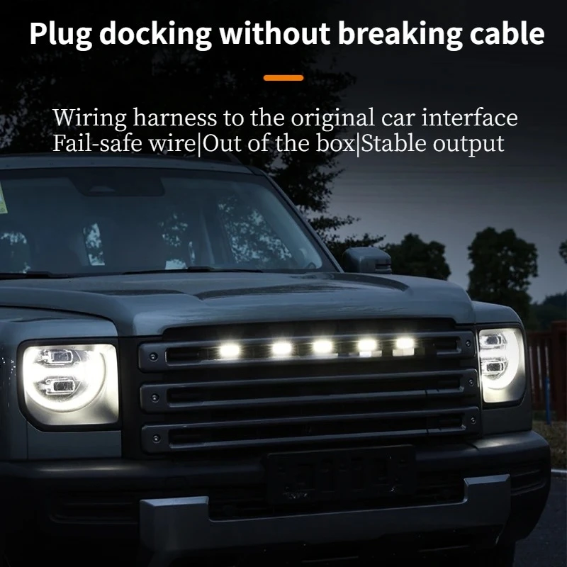 For New Haval Raptor Small Yellow Lights Modified Special LED Front Face Grille Decoration Day Running Lights Warning Lamp