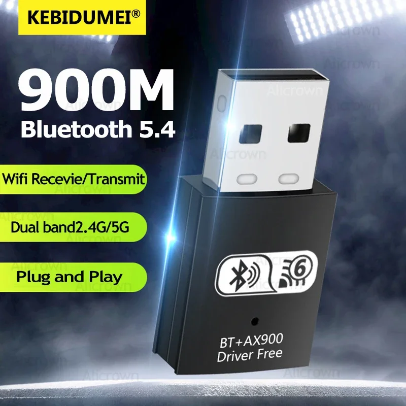 900Mbps USB WiFi Bluetooth Adapter Dual Band 2.4/ 5.8Ghz Wireless External Receiver RTL8821CU Wi-Fi Dongle for PC/Laptop/Desktop