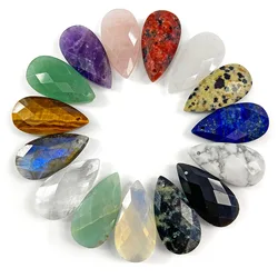 13x25mm Water Drop Shape Faceted Stone Pendant Amethysts Crystals Quartzs Pendants Healing Reiki Gems Pendant For Jewelry Making