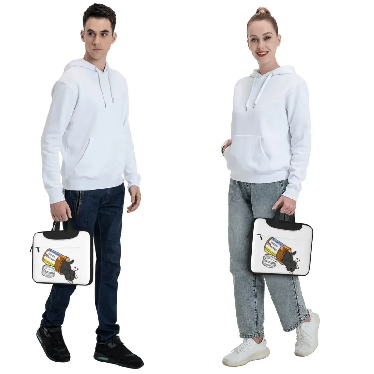 Kitty Antidepressant Love Medicine Crossbody Laptop Bag Case Computer Bag Resistant Protective Notebook Pouch for Macbook Pro