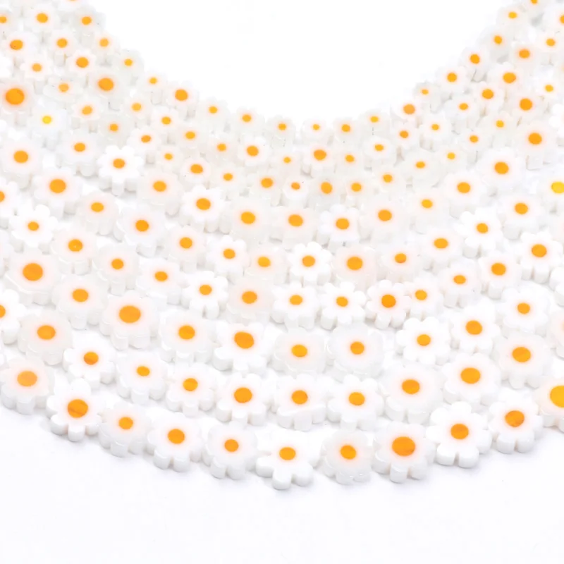 4-8mm Flower Lampwork Glass Flat Beads for Jewelry Making