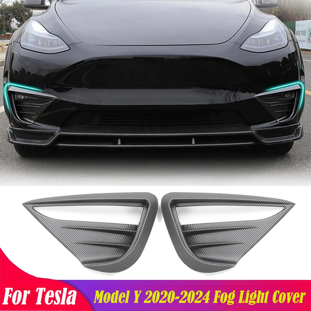 

Front Fog Light Cover Trim For Tesla Model Y 2020-2024 Lower Wind knife Spoiler Splitter Eyebrow Frame Car Ornament Accessories