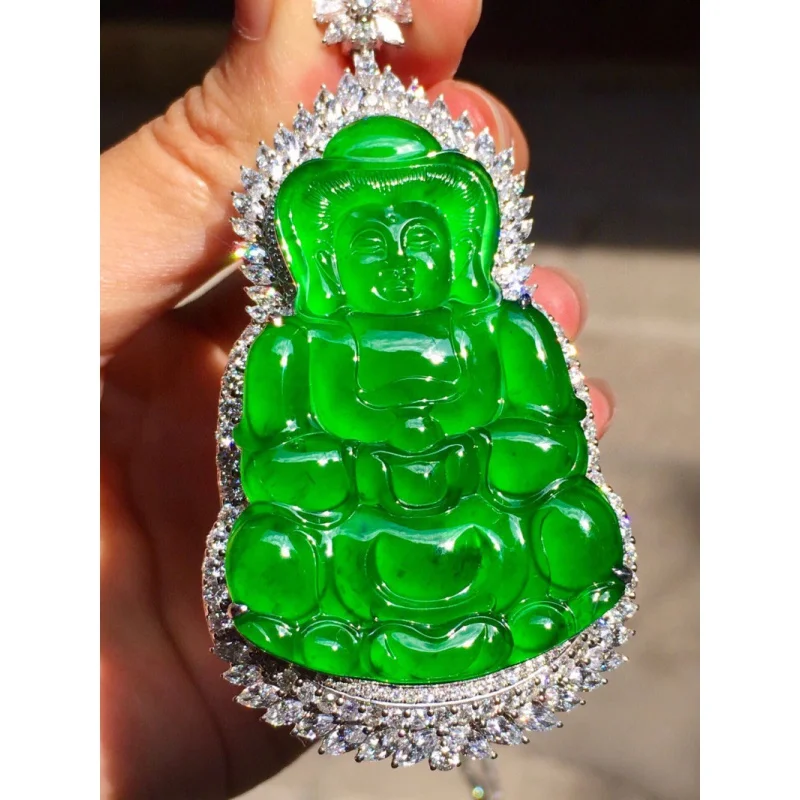 Natural Myanmar Mine Timber Jade Goddess of Mercy Pendant