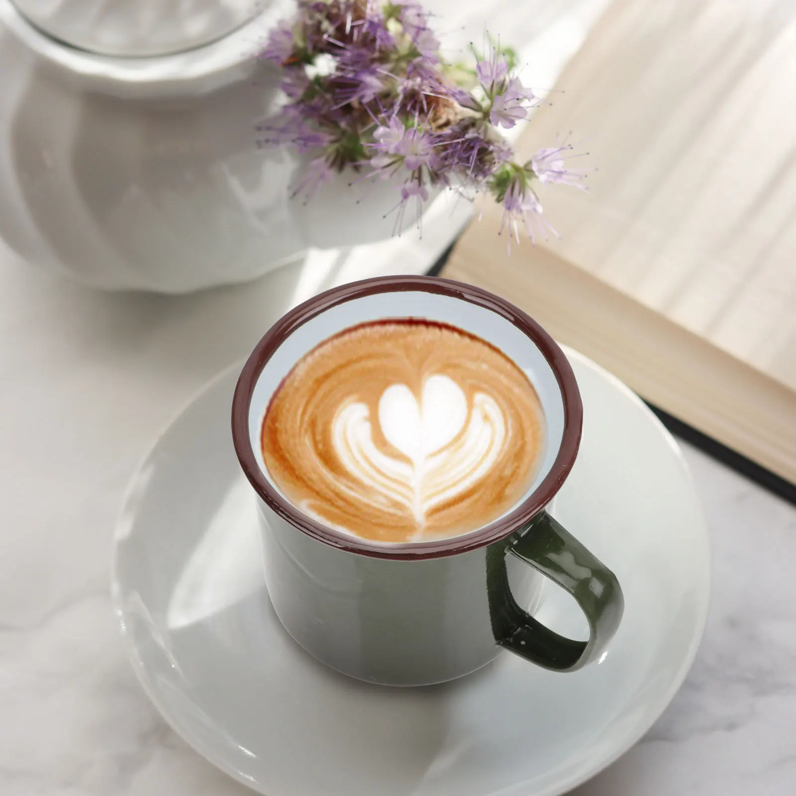 

2Pcs Enamel Water Cup Heat Resistant Drinking Mugs Household Tea Coffee Cup Large Capacity Tea Mug Home Mug
