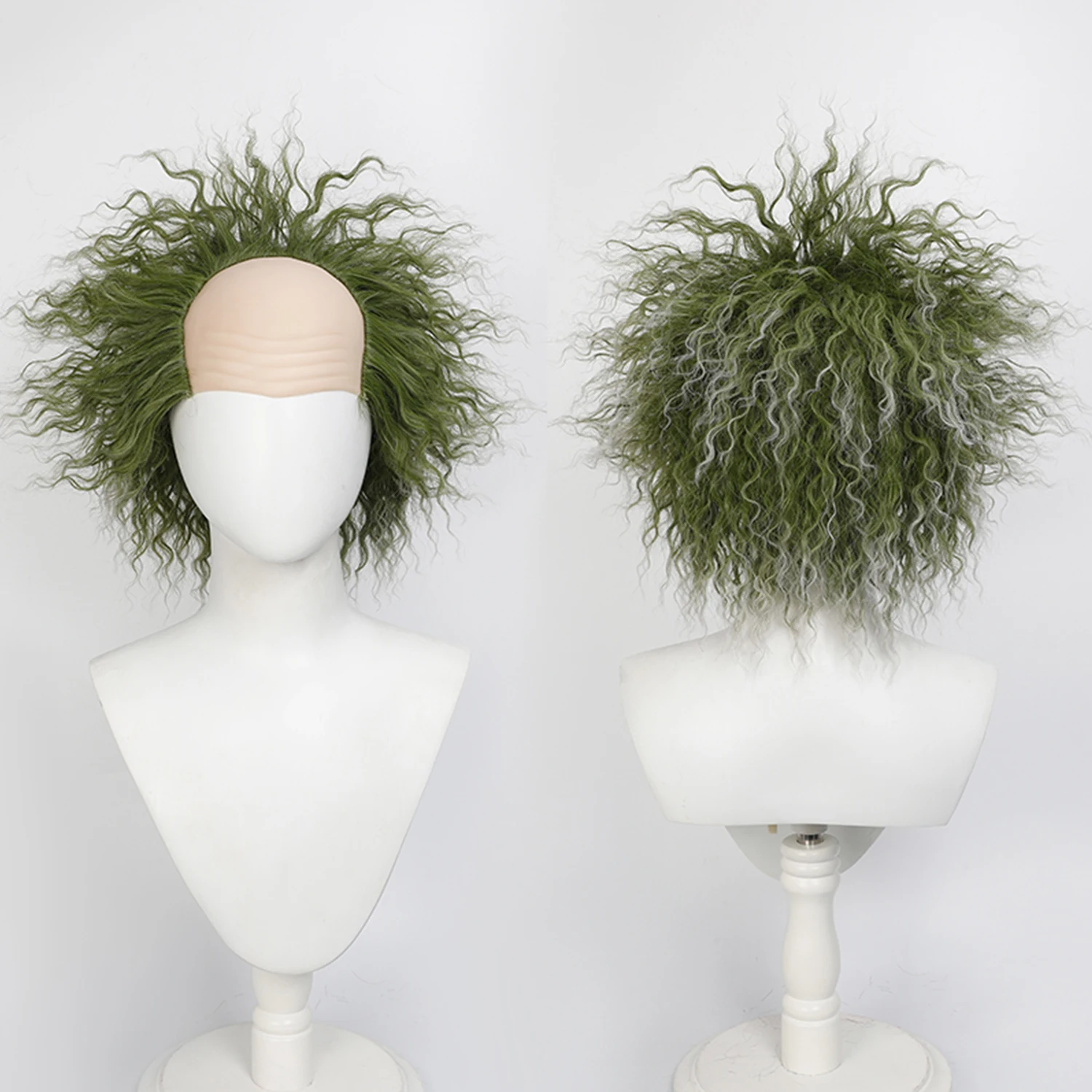 Cospaly Wig Anime Male Ugly Green Wig Lydia Deetz wig Argentinian Lady Heat Resistan Synthetic Wig for Halloween Party Comic