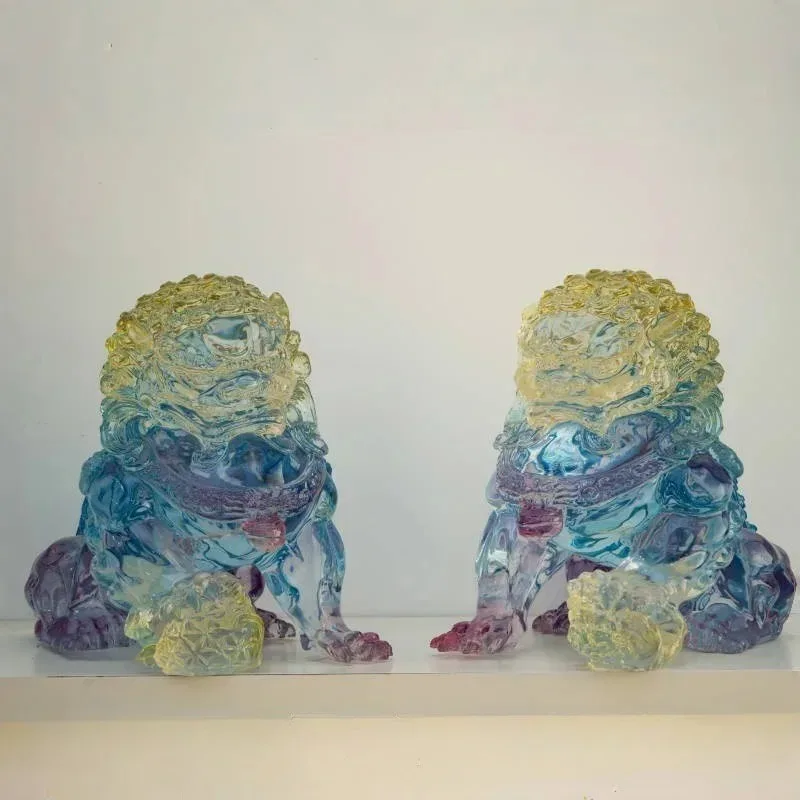 

Platinum crystal art transparent lion ornament model room living room hotel sales office floor decoration modern soft decoration