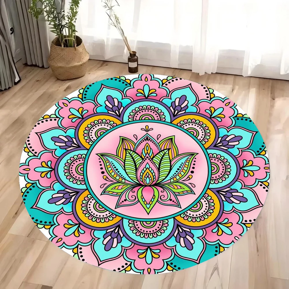 VIKAMA  Mysterious Eye Floor Mat - Rainbow Color - Oriental Style - Modern Living Room - Home Decoration - Soft Floor Covering