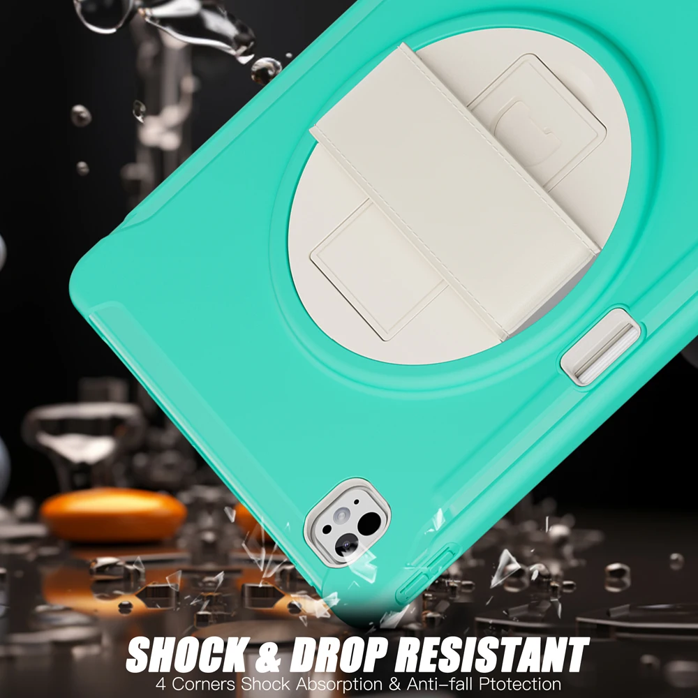 

Противоударные чехлы для планшетов для iPad Pro13 Pro 13 2024 2025 M5 M4 Чехол A2925 A2926 Чехол с поворотным ремешком на руку Fundas TPU PC Stand Shell