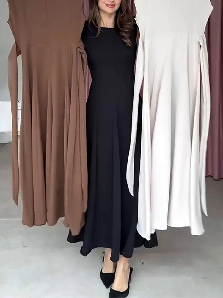 ربيع جديد جولة الرقبة بلا أكمام الدانتيل يصل فستان كاجوال مزاجه النمط الأساسي الكلاسيكي بلون تنورة ألف خط #3