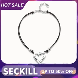 2024 Original Hot selling Spain UNO de50 Jewelry Sweet and Romantic Heart Shaped Leather Rope Necklace Women's High Quality Gift