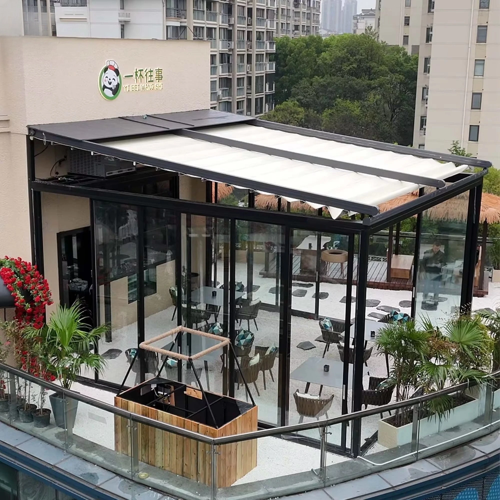 Any Size Custom Full Remote Motorized PVC Retractable Foldable Awning Electric Sky Shade For Home Shop Patio Garden