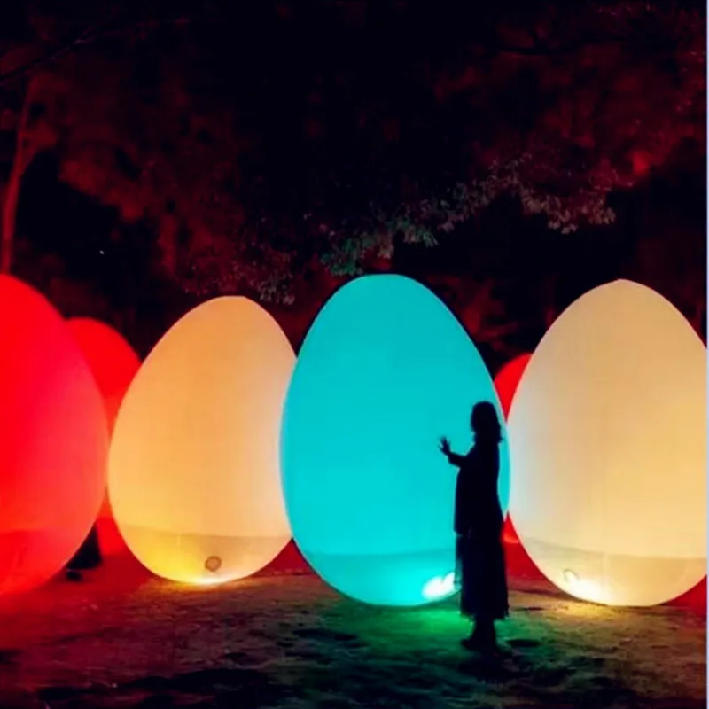 Luminous Inflatable Egg Colorful Changing Tumbler Inflate Model For Garden Courtyard Festival Christmas Wedding Party Decoration