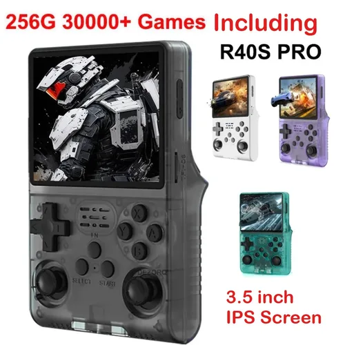 Imagen 2 del producto Consola de juegos Retro R40S Pro, pantalla IPS de 3,5 pulgadas, más de 30000 juegos HD, consola de juegos portátil, 3800mAh recargable con tarjeta TF de 256GB