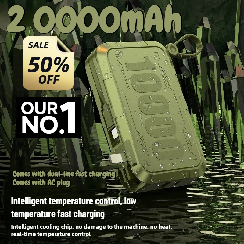 

20000 мАч PD22.5W Power Bank для сверхбыстрой зарядки с кабельной вилкой переменного тока и мобильным блоком питания для IPhone Xiaomi Samsung