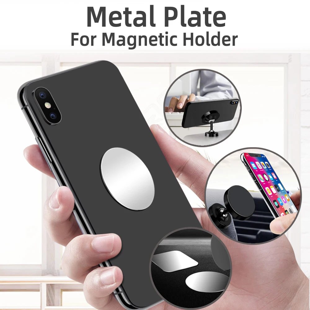 Magnetic Metal Plate For Car Phone Holder Universal Iron Sheet Disk Sticker Mount Mobile Phone Magnet Stand For iPhone Xiaomi