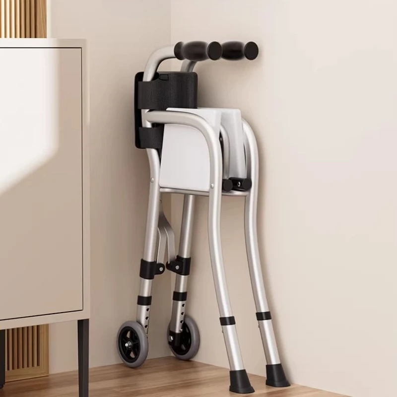

Aluminum Alloy Dual-Wheel Walker for Seniors Rehabilitation Walking Crutch Chairs Foldable Stand Up Rollator Walkers for Elderly