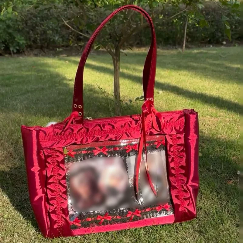 

Women Handbag Without Accessories Y2K Bag Ita Bag Transparent School Bag Japanese Bag Jk Bow Pink Y2K Shoulder Bag