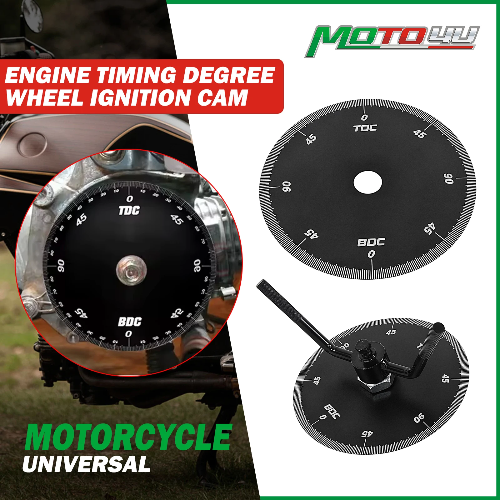22mm Aluminium Motorcycle Engine Timing Degree Wheel lgnition Cam Crankshaft Turning Tool For 4 and 2 valve Engine For Ducati