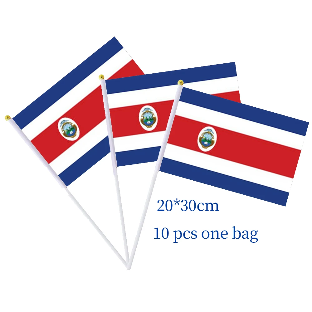 Flagnshow 100% Polyester 10 Pcs 20*30cm costa rica Hand Waving Flags