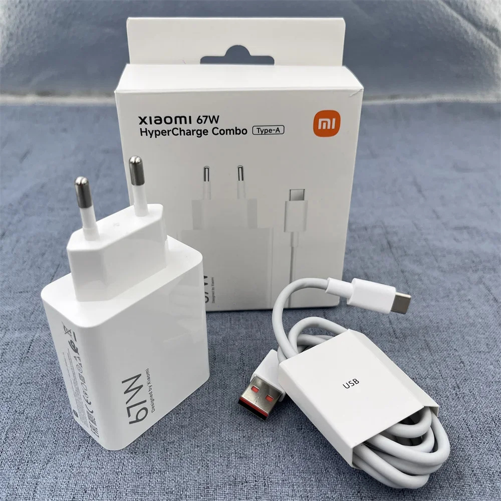 

Быстрое турбозарядное устройство для Xiaomi 67 Вт EU с кабелем типа C 6A для Mi 14 13 12 11 10 Ultra Redmi Note 12T 13 pro 13 Lite K60E