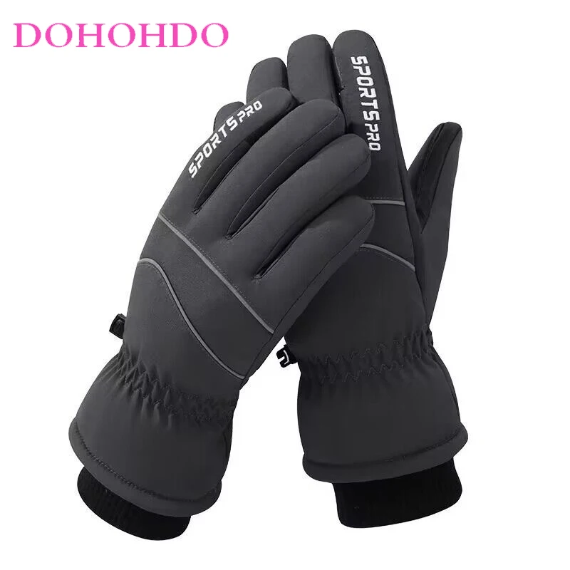 

Gloves Men Women Winter Touch Screen Skiing Black Gloves Outdoor Waterproof Windproof Warm Riding Plus Velvet Motorcycle Gloves