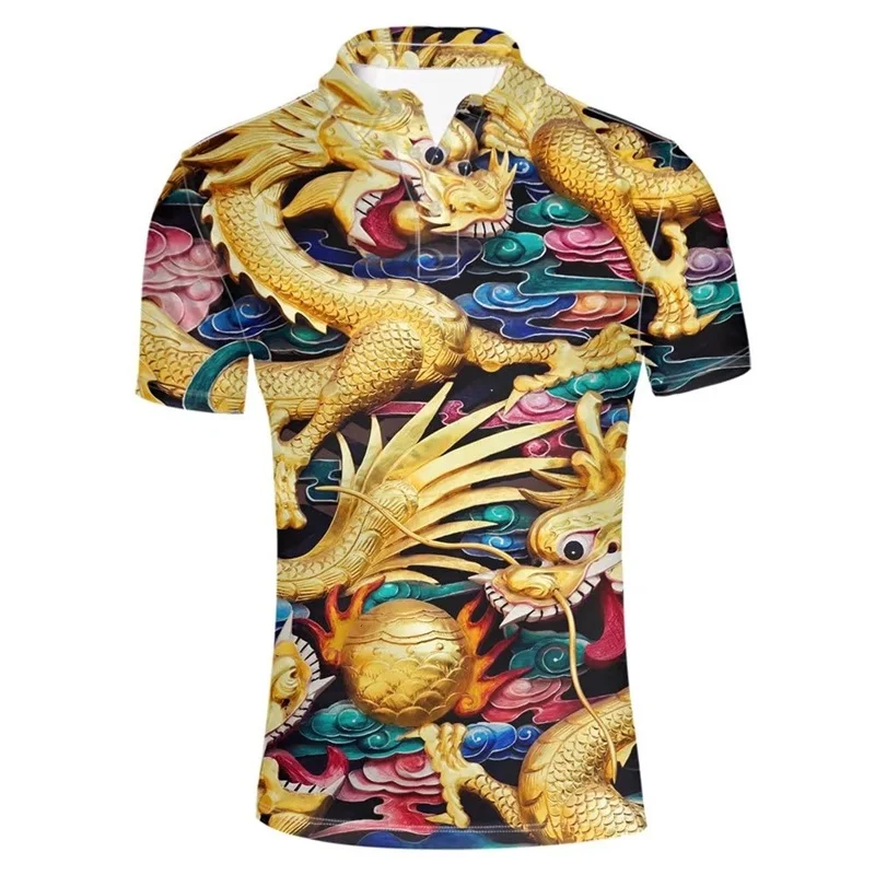 3D Full Print Rainbow Pattern Polo Shirts For Mens Summer Casual Short Sleeves Button Up Tee Tops Men Slim Fit Tshirt Streetwear