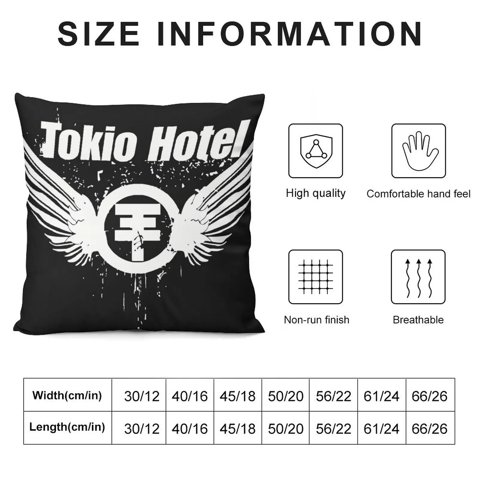 Tokio Hotel Merch Tokio Hotel Logo Throw Pillow Christmas Throw Pillows Covers covers for pillows Custom Cushion pillow