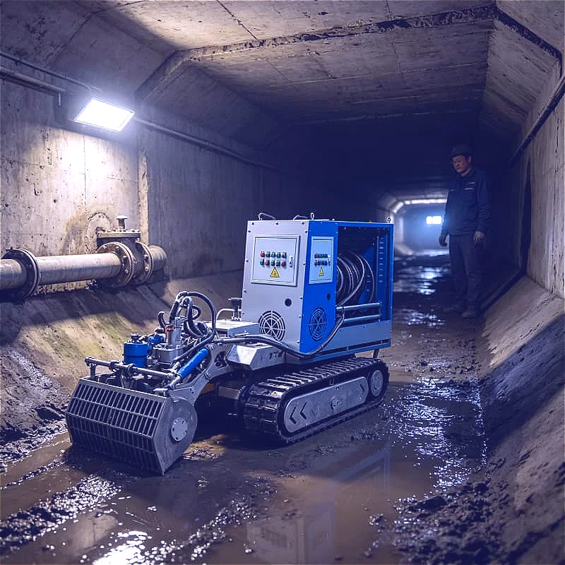 Intelligent Desilting Robot Remote Controlled Underwater Crawler With Sonar Navigation Tunnel Pipe Sediment Removal Customized