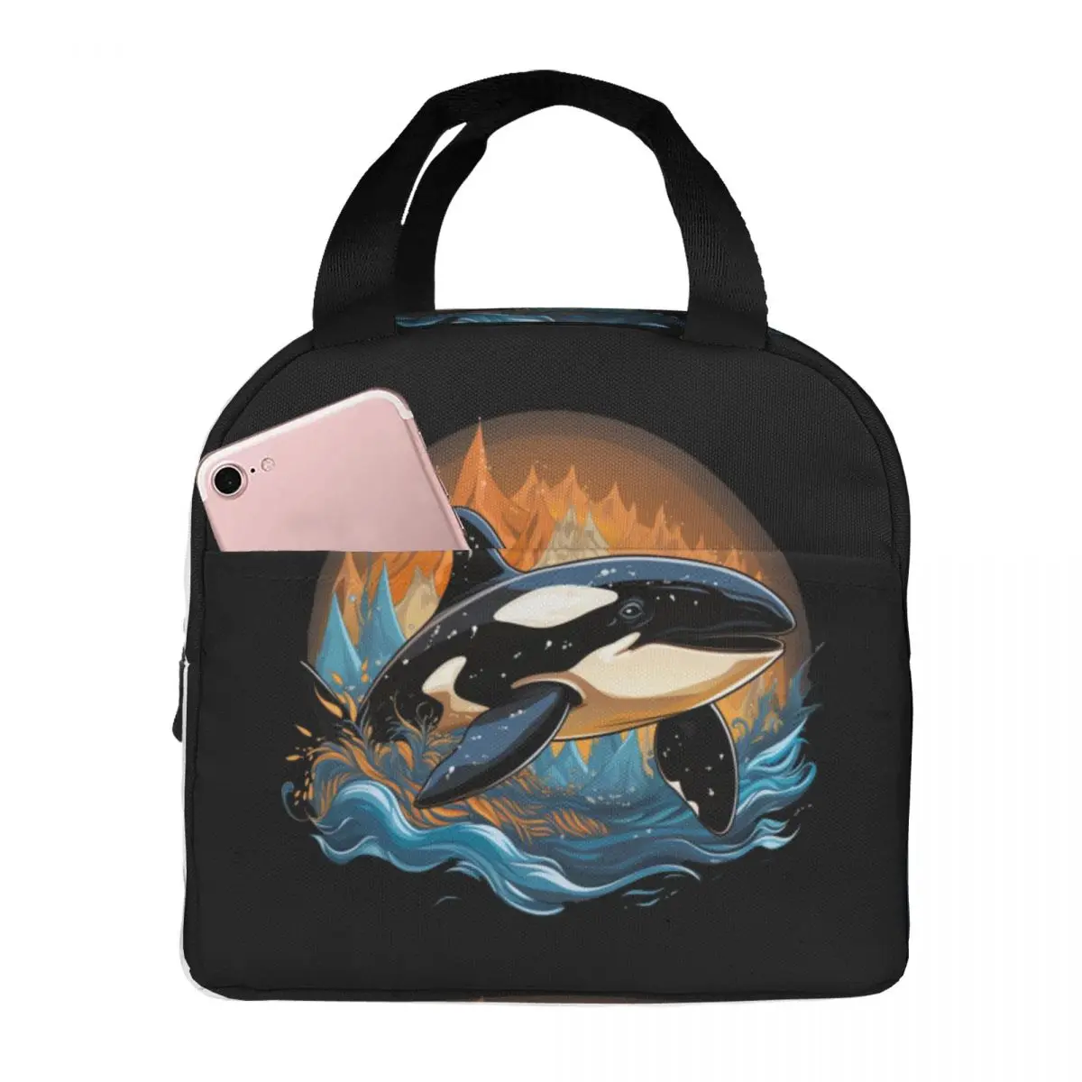 Orca Aquatic Sea Ocean - Top Tees Killer Whale Lunch Bags Insulated Bento Box Lunch Tote Picnic Bags Thermal Bag for Woman