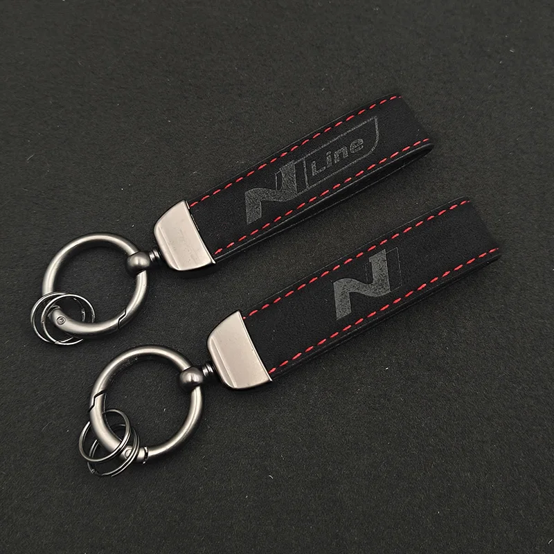 2024 Suede Leather Keyring Man Women Luxury Car Keychain For Hyundai Elantra Kona i10 i20 i30 Tucson N Line Keychain Accessories