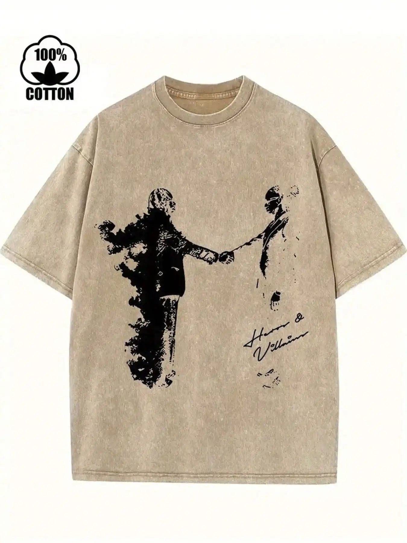 

Retro Graphic T-Shirt, 100% Cotton, Loose Fit, Distressed Print for Casual Summer Wear