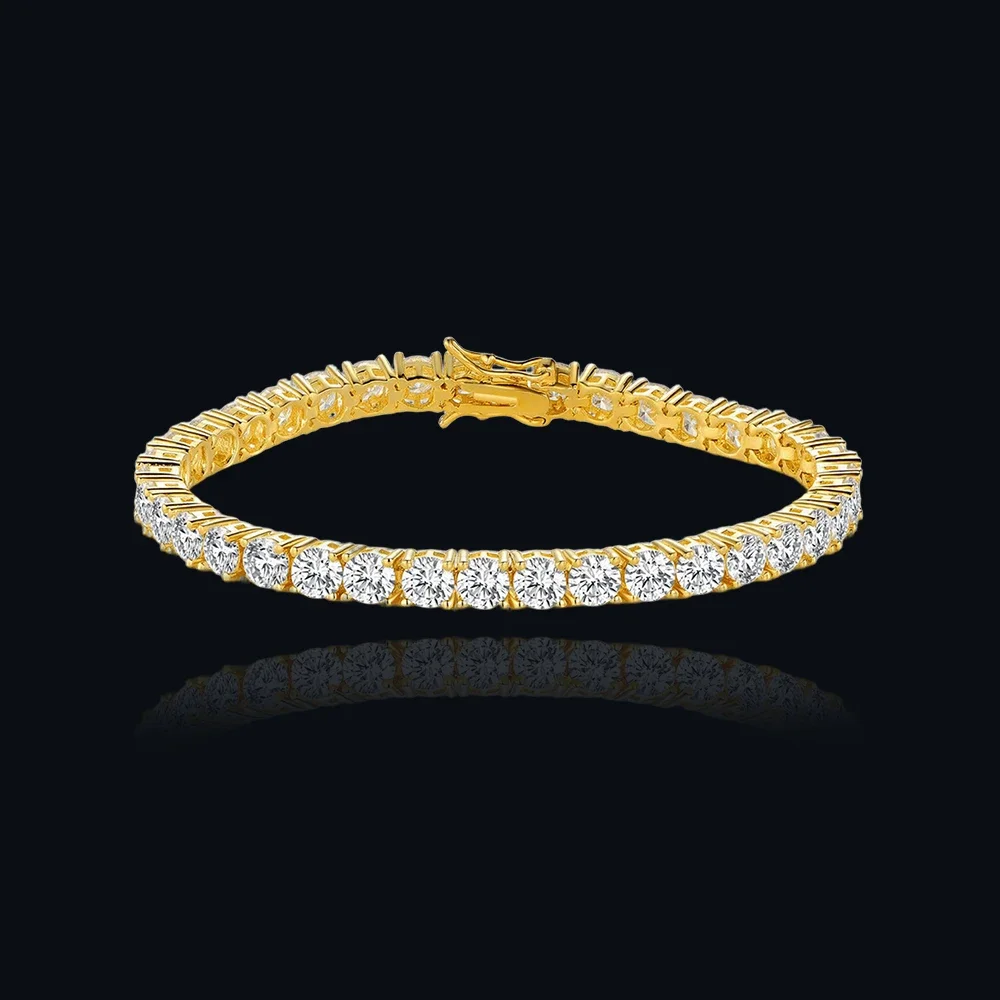 

18k Gold Crystal Tennis Bracelet for Women Punk Hiphop Luxury AAA+ Cubic Zirconia Wedding Gold Color Hand Chain Jewelry