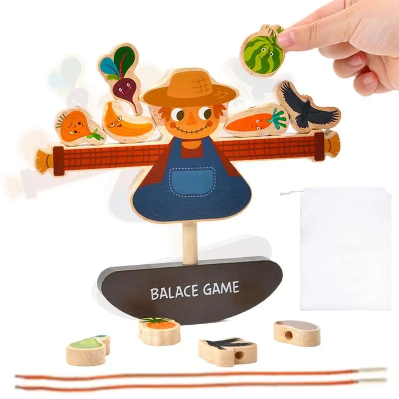 Balance Building Blocks Stacking Blocks Balance Game Building Toys Scarecrow Balance Game Board Game Wooden Early Learning Toy