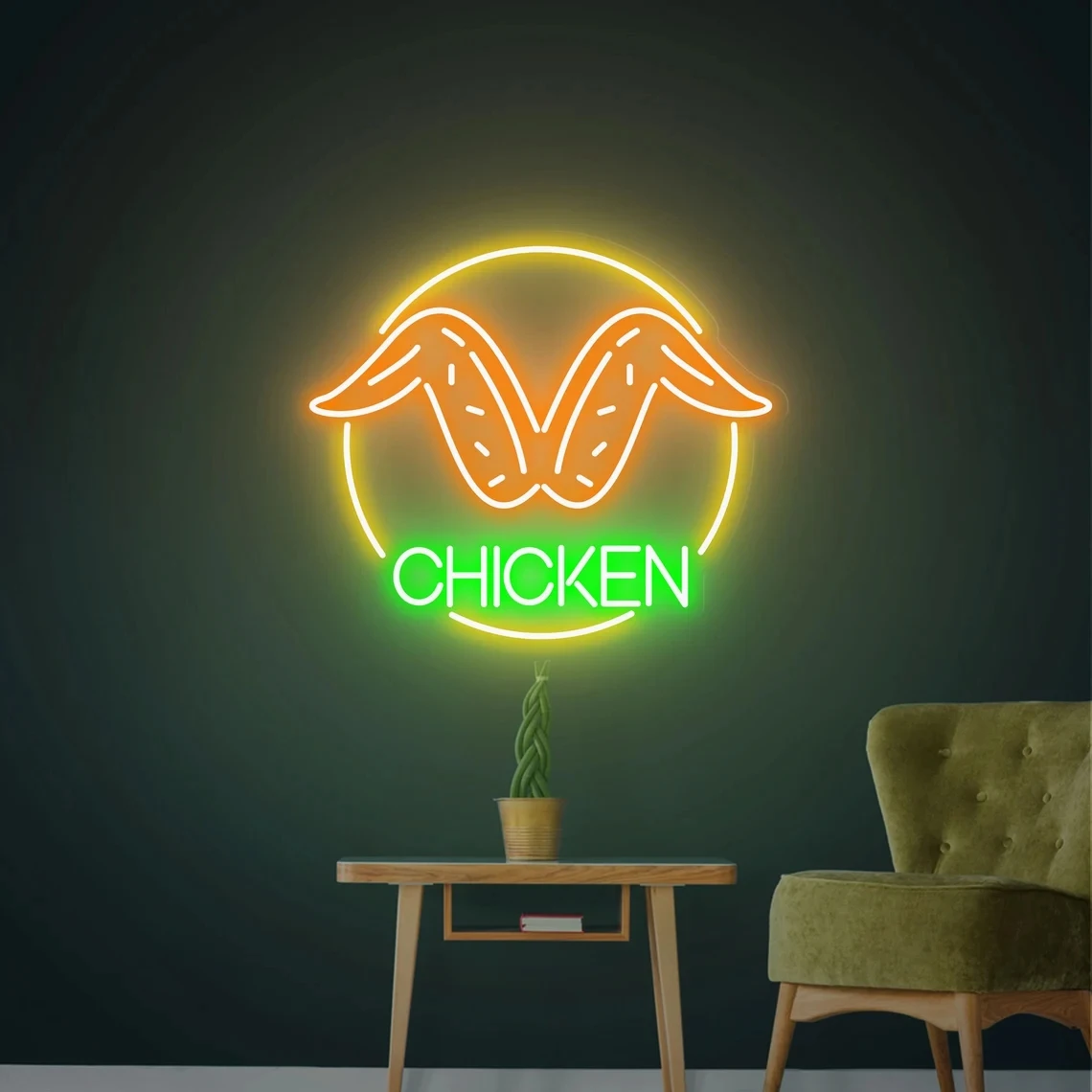 Fried Chicken Wings Neon Sign Chicken Led Sign Birthday Gifts Custom Neon Bar Sign Decor