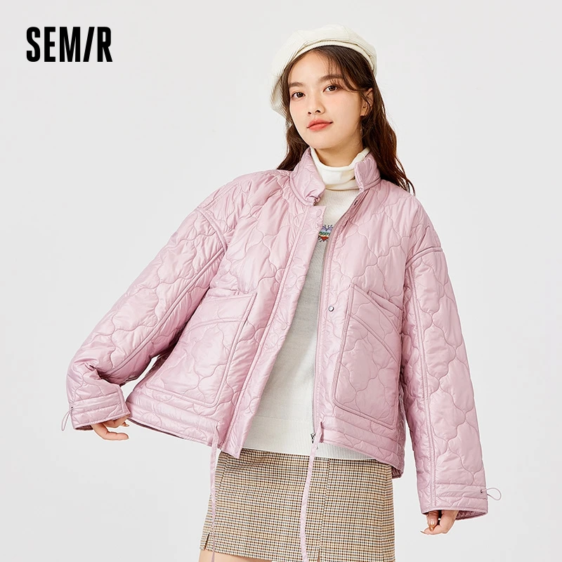 Semir-女性用パッド入りコットンジャケット,スタンドアップカラー,単色,引きひも,用途が広い,冬,新しいコレクション2023