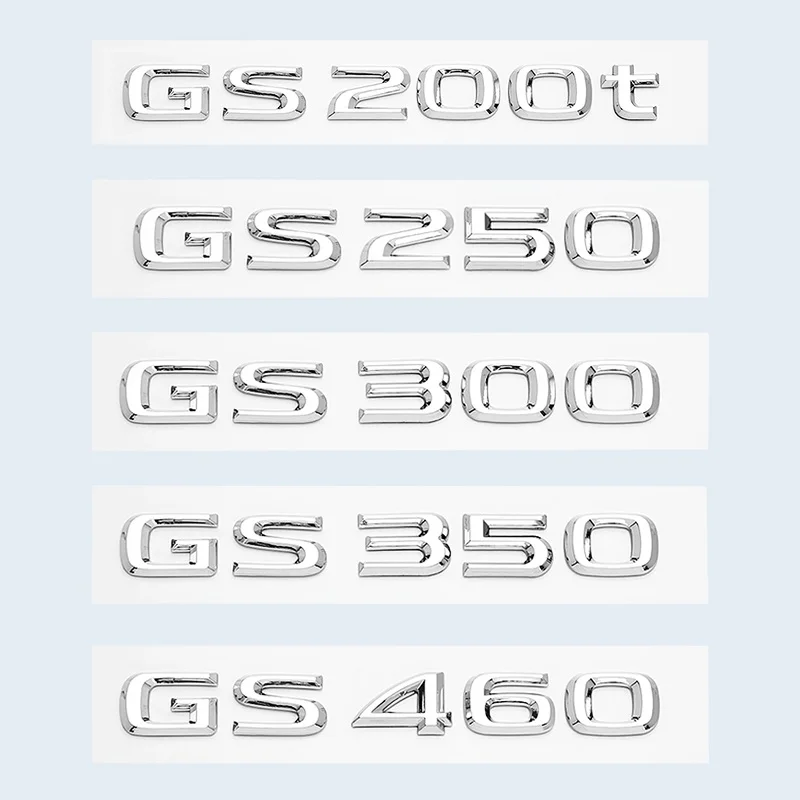 3D Chrome Glossy Black ABS Letters GS200t GS250 GS300 GS400 GS460 GS450h HYBRID Emblem For Lexus Car Trunk Logo Badge Sticker