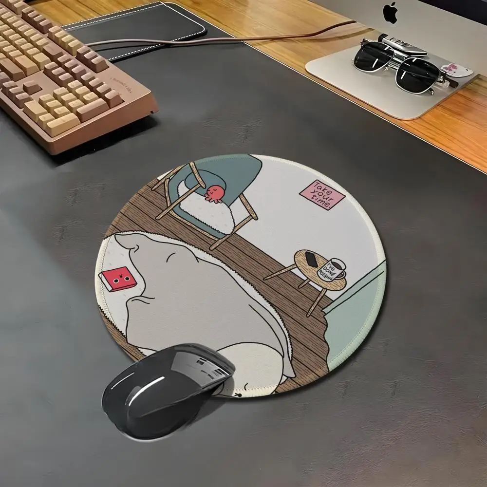 HYBXAXC Relaxing Seal Room Round  Mouse Pad Non Slip Rubber Desk Mat for Office Laptop Gaming Decor