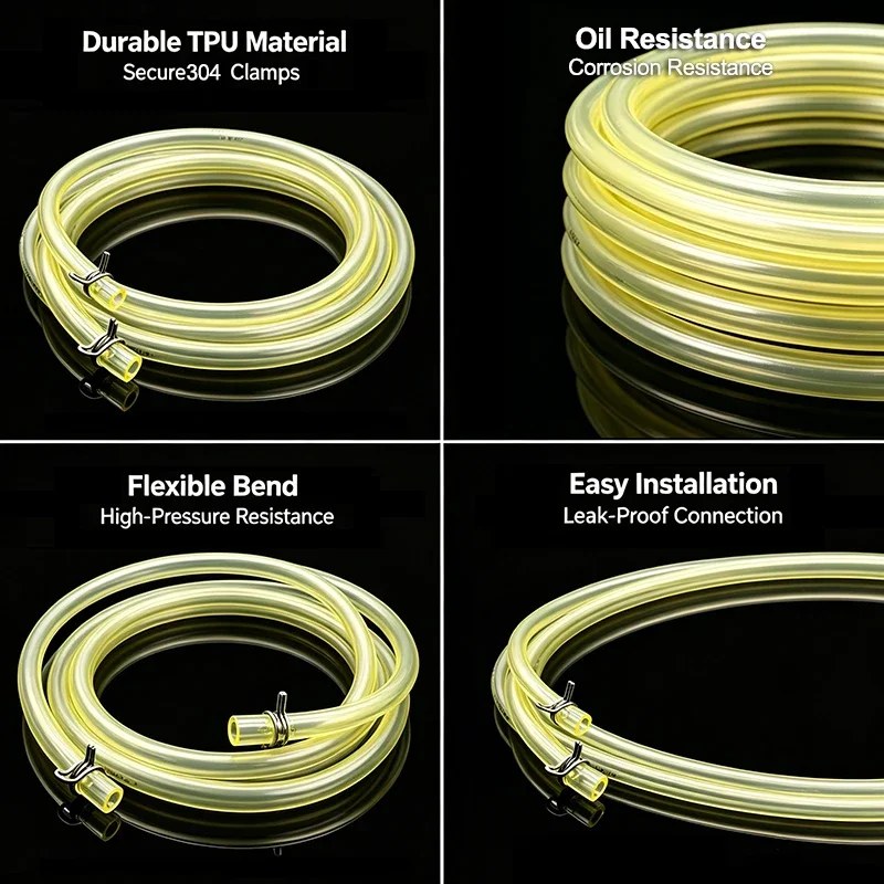 TPU Fuel Gas Hose Clamp Yellow Petrol Pipe for Motorcycle Car Oil Resistant Flexible Tube ID 5mm X OD 8mm