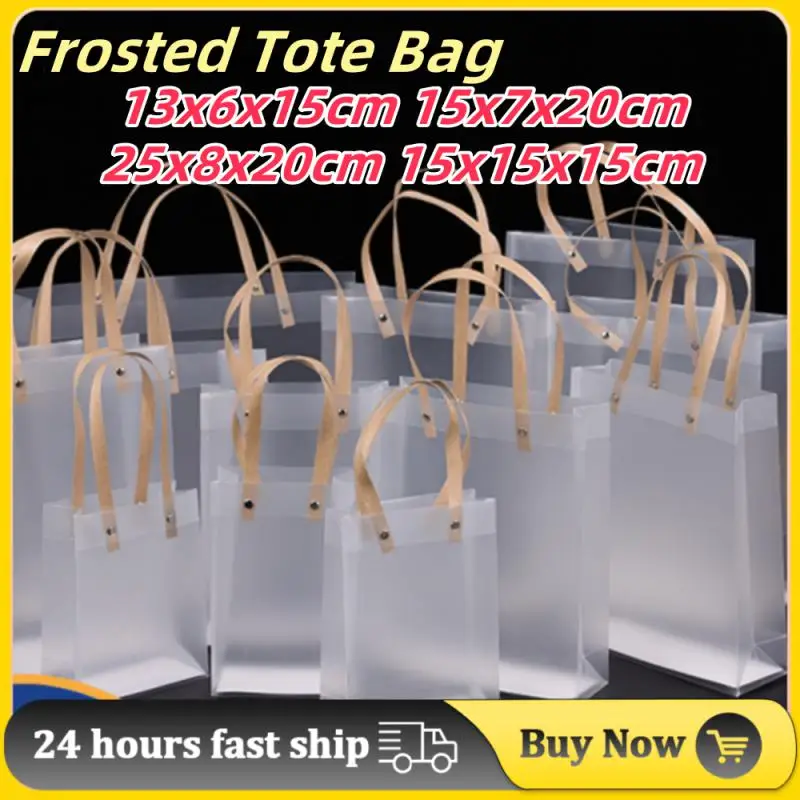 Transparent Frosted Tote Bag PVC Waterproof Eco-friendly Companion Gift Candy Bag Christmas Festive Party Supplies Christmas