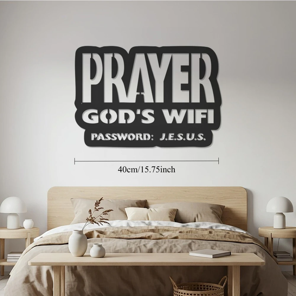 CIFBUY Iron Wall Art Prayer God's Wifi Jesus Password Metal Waterproof Sculpture For Home Church Hanging Decor Faith Gift