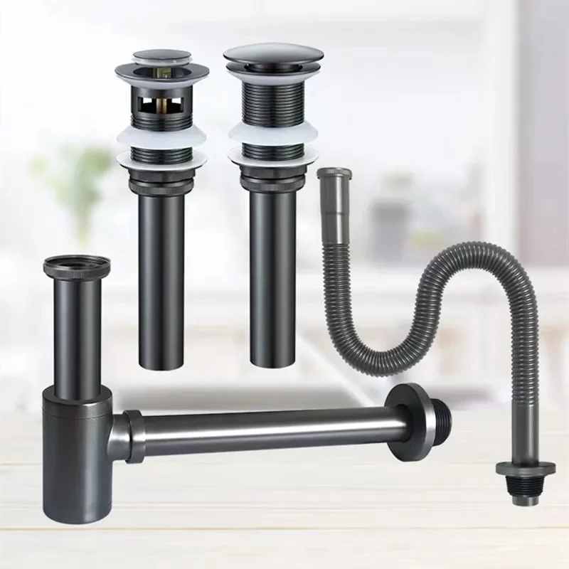Gun gray all-copper sewer washbasin washing table bellows