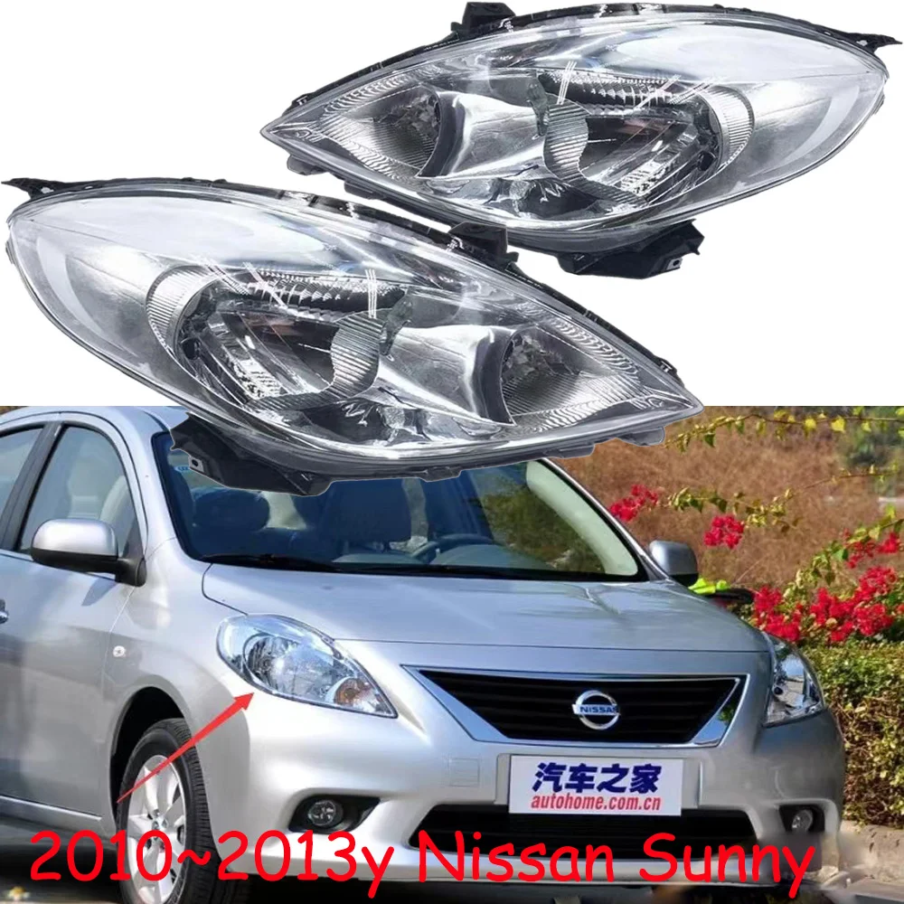 1pcs car accessories bupmer almera head light for Nissan Sunny headlight 2010~2013y daytime light Sunny fog lamp