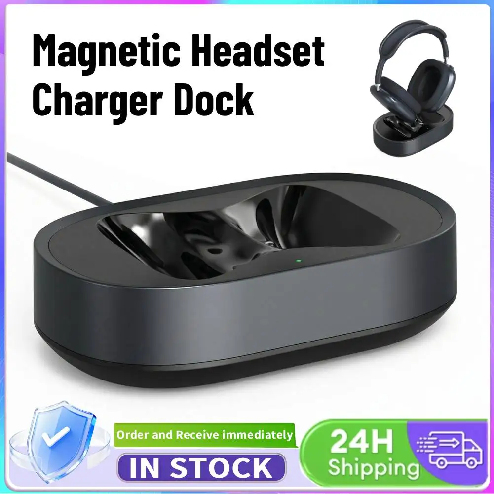 

﻿Magnetic Headset Charger Dock Fit for AirPods Max Headphones Accessories Charging Base USB-C with Dual Connectors Anti-Scratch
