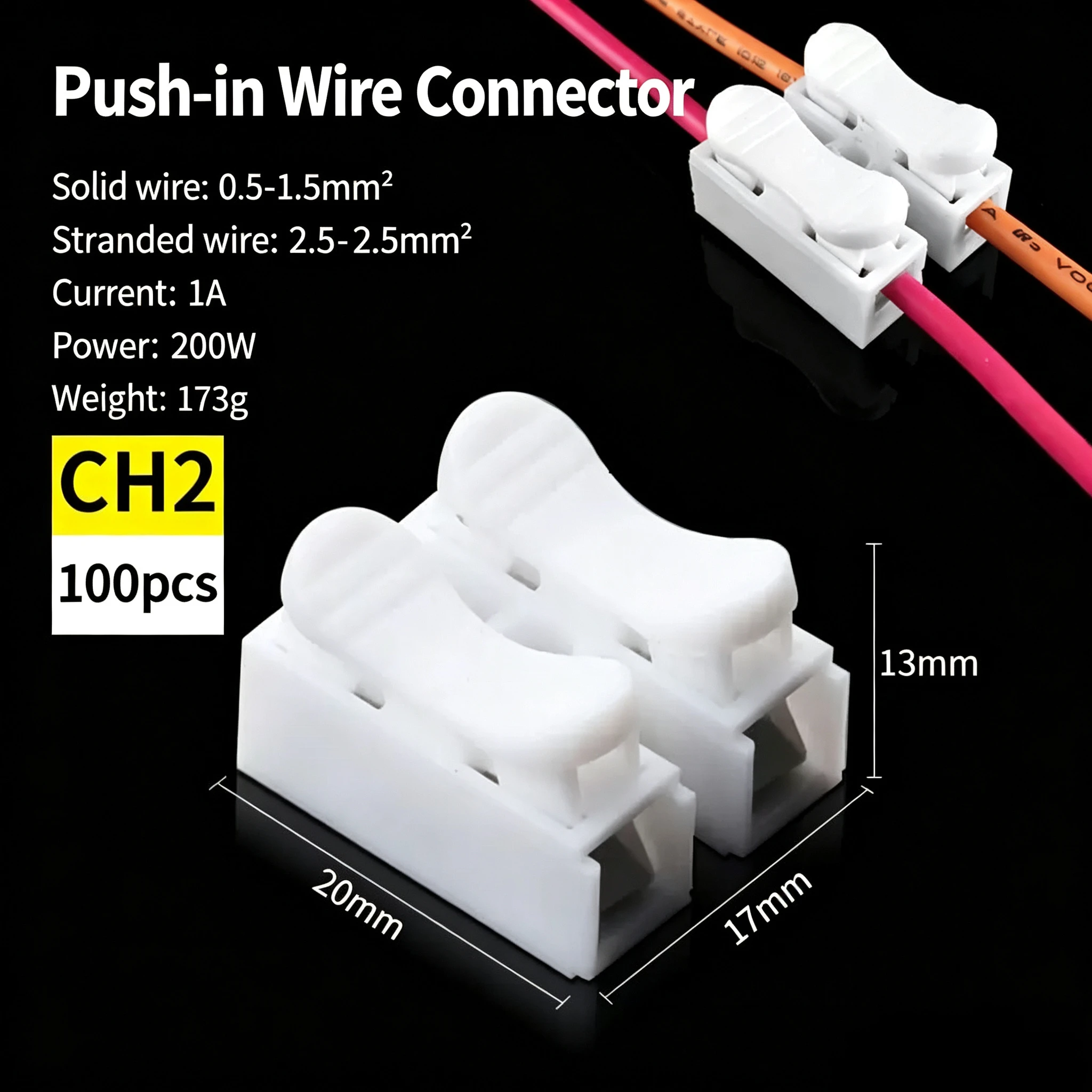Quick Wire Connectors 1P 2P Screwless Spring Clamp Terminal Block No Soldering Cable Terminals For Electronic Wiring Connection