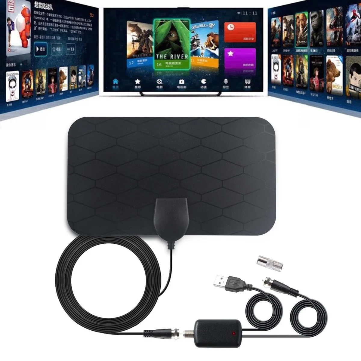 Digitale HDTV-Antenne für DVB-T2, Mini-Indoor-TV-Antenne für Europa/USA, HD-Erdwellen-TV-Antenne