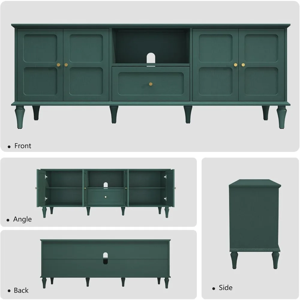 Mid-Century Modern 67 TV Stand with Storage Drawers and Adjustable Shelves for 75 Inch TVs