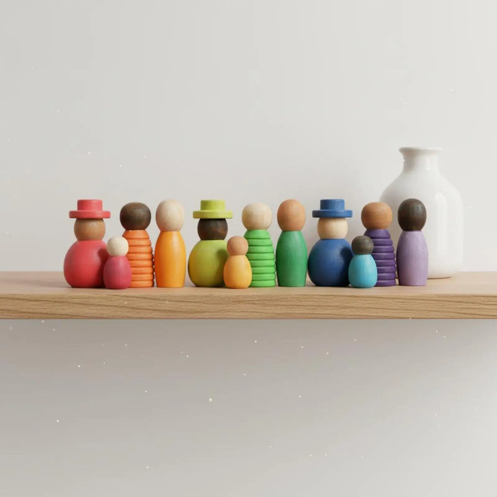 Kids Toys Educational Learning Blocks Rainbow Sorting Family Dolls Set for Early Childhood Development