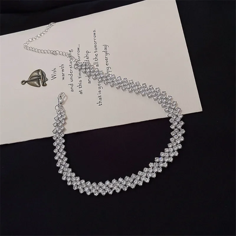 FYUAN Fashion Full Rhinestone Choker Necklaces for Women Geometric Crystal Necklaces Weddings Jewelry Party Gifts