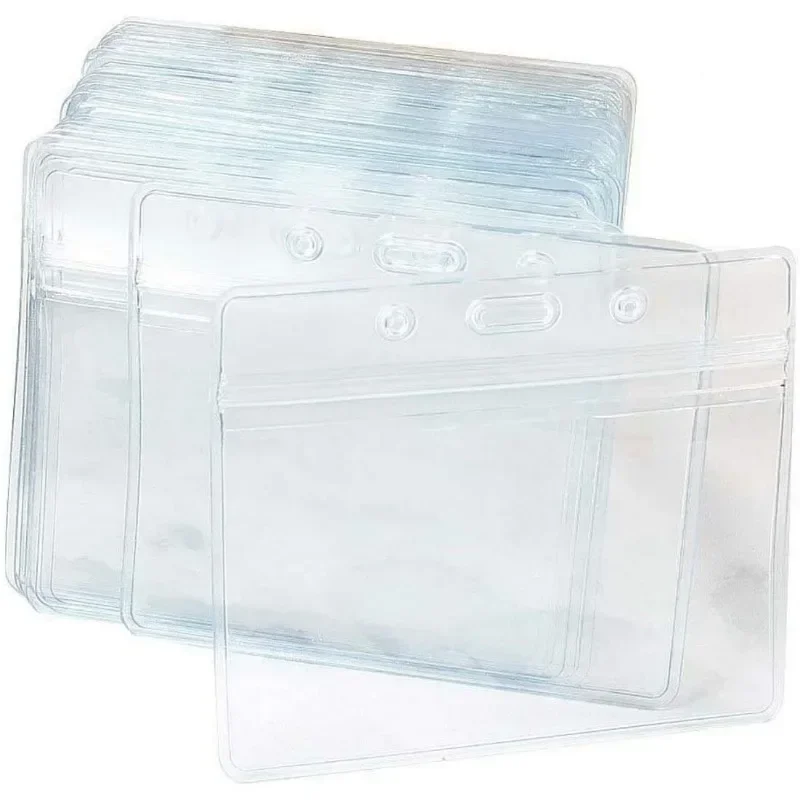 Portatarjetas de identificación de exposición transparente, soporte de plástico para insignia, Protector de tarjetas de visita, funda para permiso de trabajo, 10 Uds.